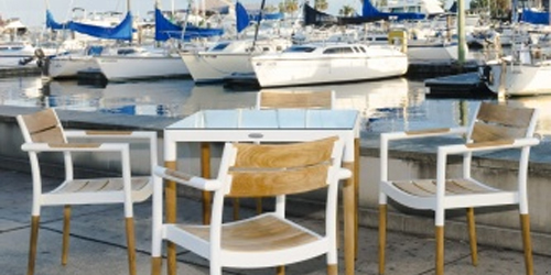 Table for doing paperwork in a marina